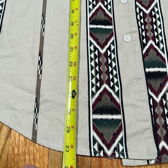 Vintage Womens Western Aztec Shirt S Panhandle Slim Deep Cut Band Collar USA - Picture 5 of 8